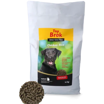Topbrok Hund Gepresste Pellets Huhn & Reis 12 kg