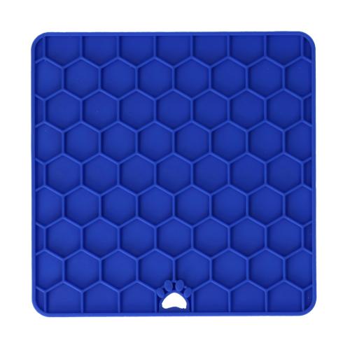 Eat Slow Live Longer Lick Mat Honeycomb Blau