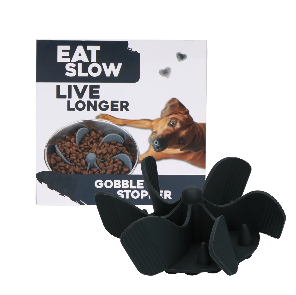 Eat Slow Live Longer Gobble Stopper Grau
