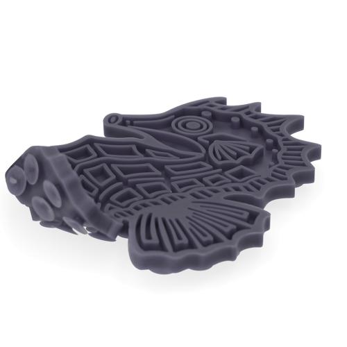 Eat Slow Live Longer Lick Mat Seahorse Grau