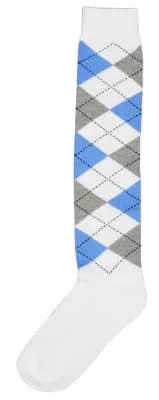 Kniestrumpf RE kariert weiß/h.blau/h.grau 43-46