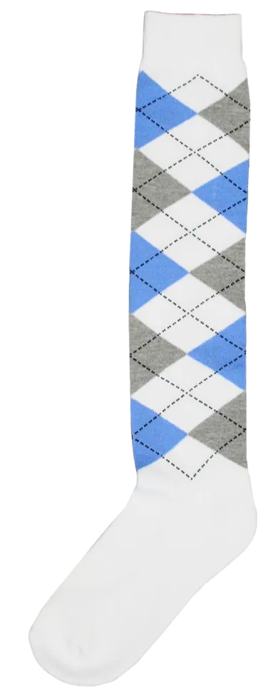 Kniestrumpf RE kariert weiß/h.blau/h.grau 43-46