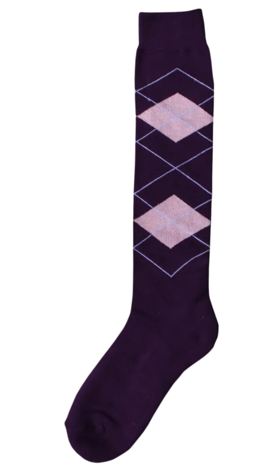 Kniestrumpf RE kariert lila/rosa 43-46