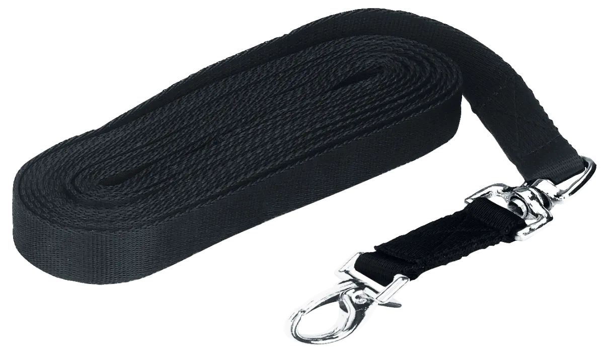 Longierleine lux schwarz mit Karabiner