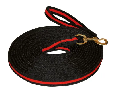 Longierleine soft lux schwarz mit Verschluss 8 m Rot