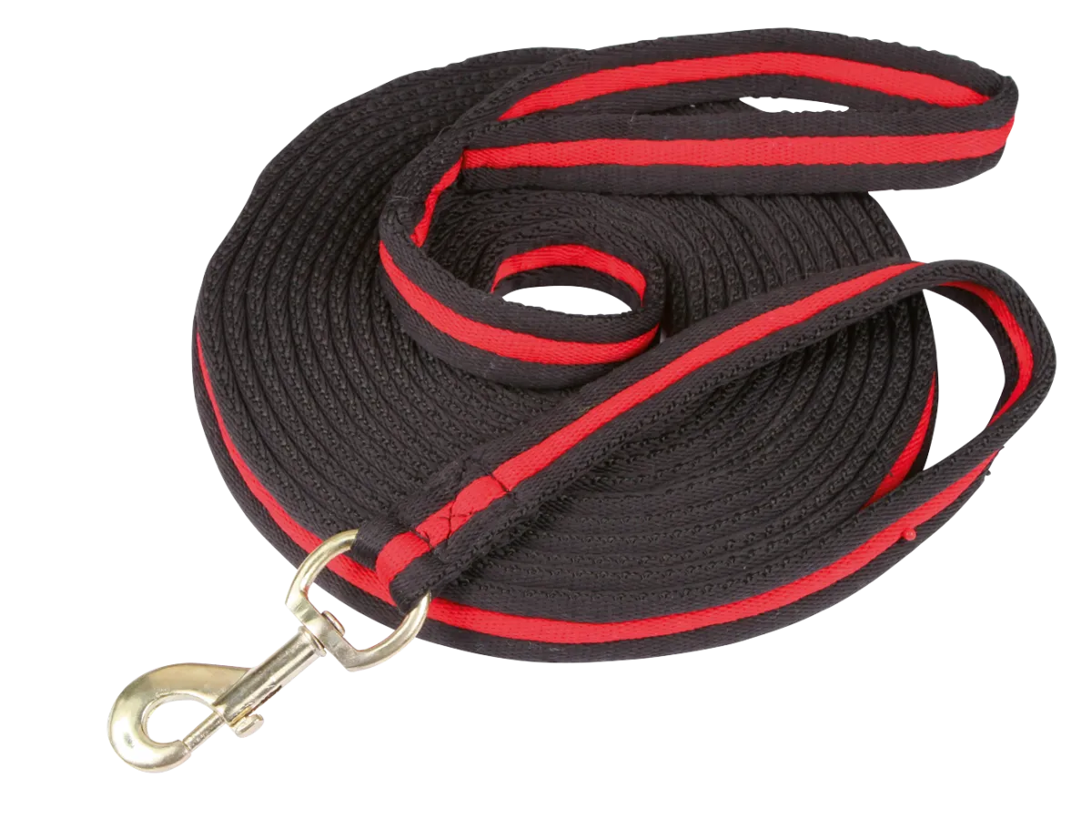 Longierleine soft lux schwarz mit Verschluss 8 m Rot