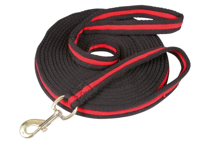 Longierleine soft lux schwarz mit Verschluss 8 m Rot