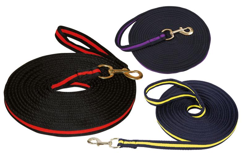 Longierleine soft lux schwarz mit Verschluss 8 m Lila