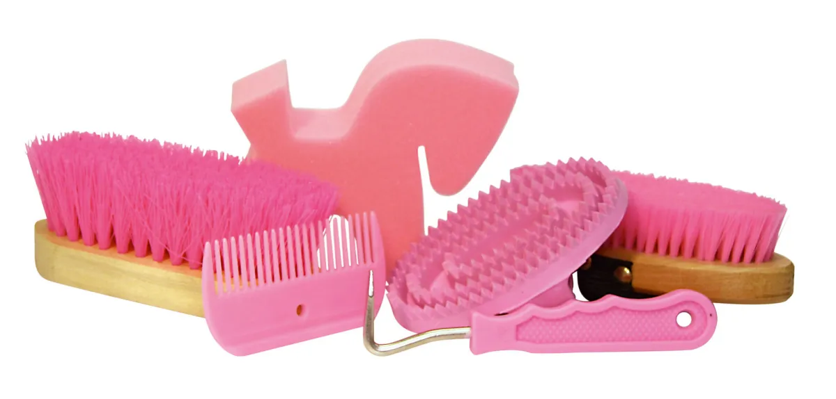 Putzset mit 7 Produkten in transparentem Rucksack Rosa