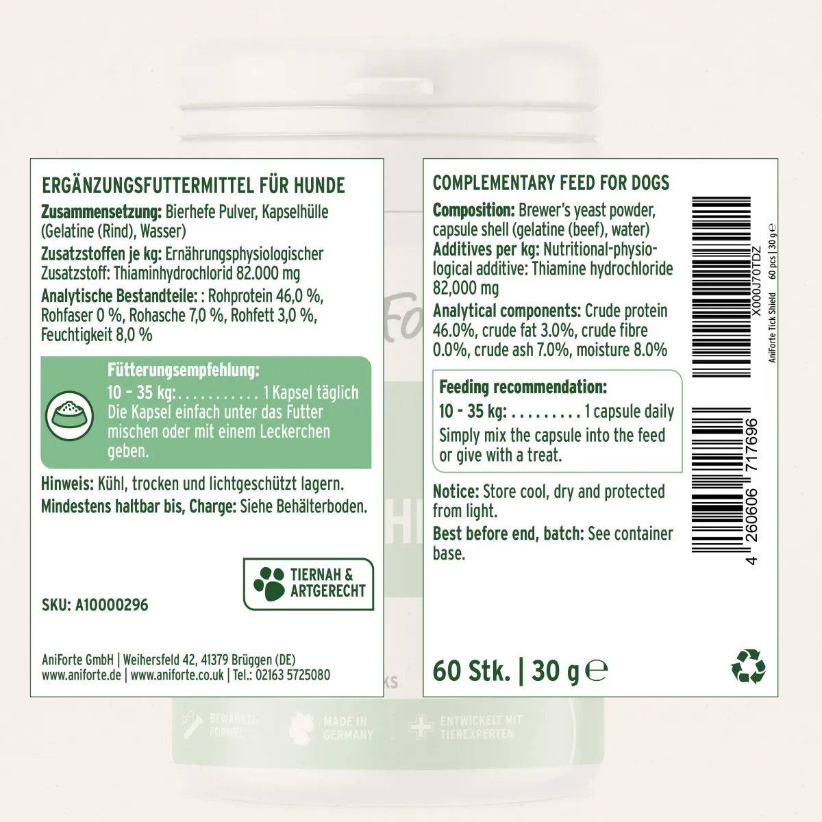 AniForte® Zecken Schild Kapseln für mittel grosse Hunde