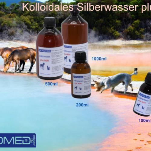 Kollodiales Silberwasser mit MSM für Tiere, Argentum Colloidale, 40ppm - Micromed - 1000ml