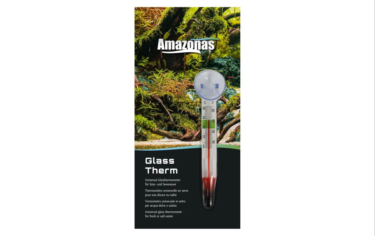 Amazonas Glas Thermometer mit Sauger 11cm Aquarium