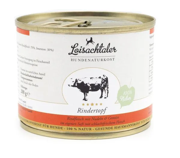 Loisachtaler Rindertopf Nassfutter Hund 200g