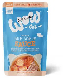 WOW Cat Lachs in Sauce 85 g – Alleinfuttermittel für Katzen