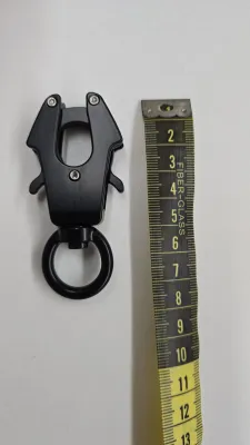 Karabinerhaken mit Wirbel und Rundring 8 cm Schwarz