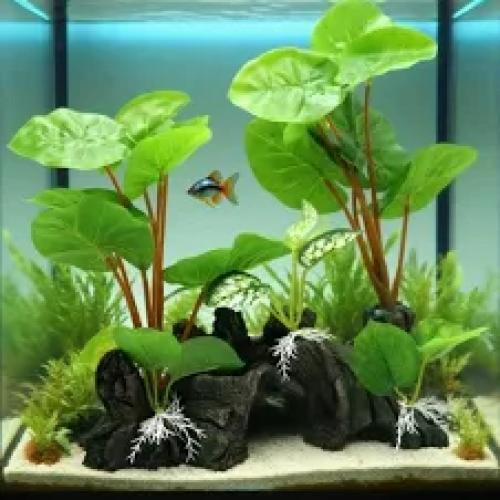 Anubias barteri Coin Leaf – T/08 Topf, Mittelgrund