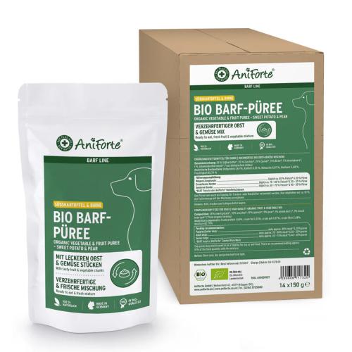 AniForte BARF-Line Bio Barf Püree Süsskartoffel & Birne 14*150g