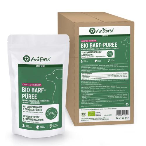 AniForte BARF-Line Bio Barf Püree Süsskartoffel & Birne 14*150g