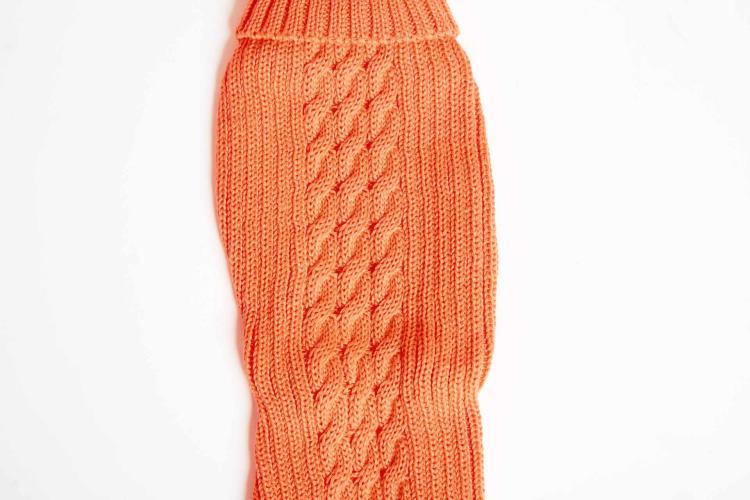 Hundestrickpullover orange Grösse 30 - Zopf Merinowolle Acryl - Fashion Dog