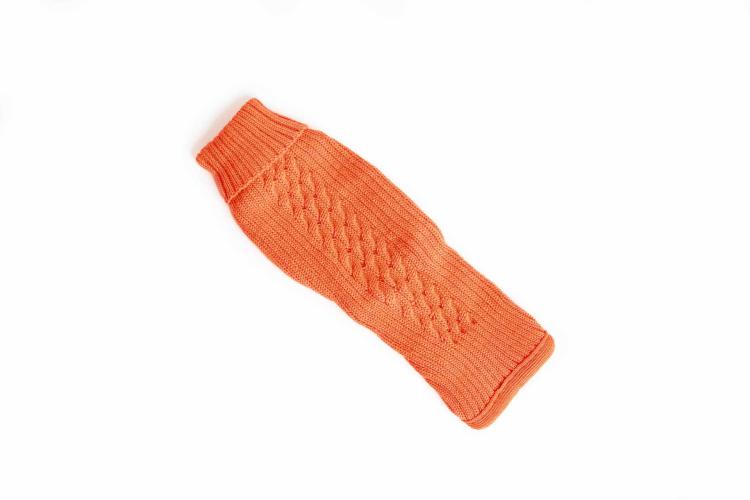 Hundestrickpullover orange Grösse 30 - Zopf Merinowolle Acryl - Fashion Dog