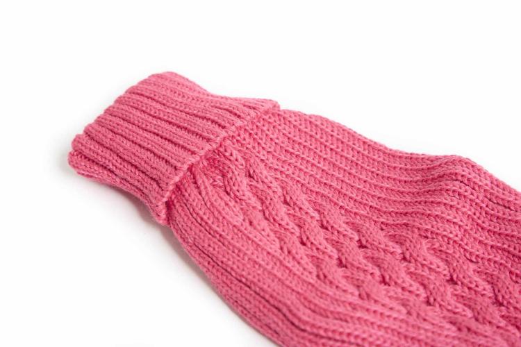 Hundestrickpullover fucsia Grösse 60- Zopf Merinowolle Acryl- Fashion Dog
