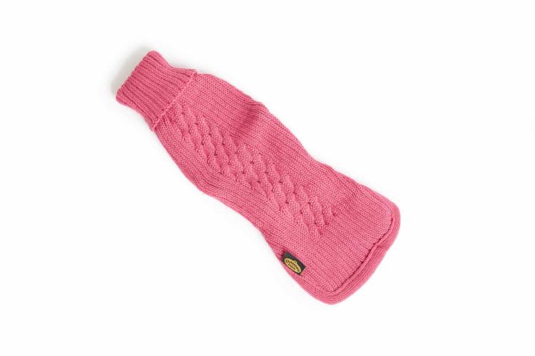 Hundestrickpullover fucsia Grösse 47- Zopf Merinowolle Acryl- Fashion Dog
