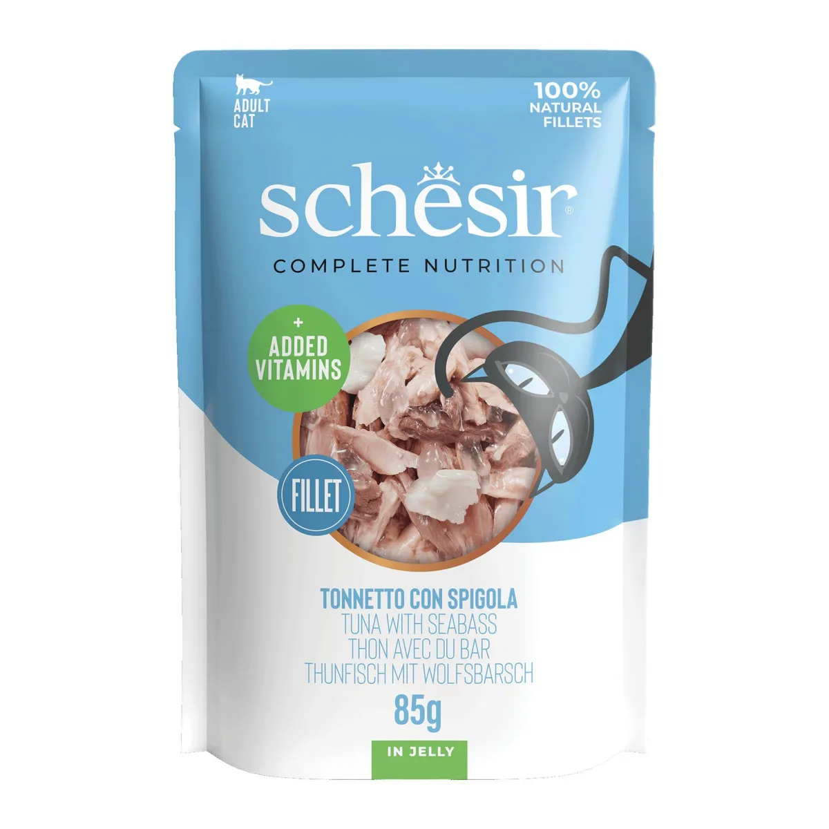 Schesir Thunfisch & Wolfsbarsch in Jelly Katzenfutter 85 g