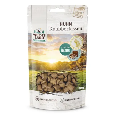 Wildes Land Knabberkissen Huhn Bio Katzen Snack 50 g