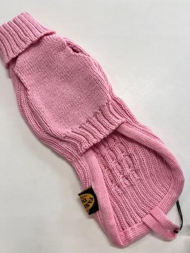 Hundestrickpullover Rosa Zopf Merinowolle Grösse 36 - Fashion Dog
