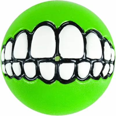 Rogz Grinz Ball Lime Dog Toy, LARGE