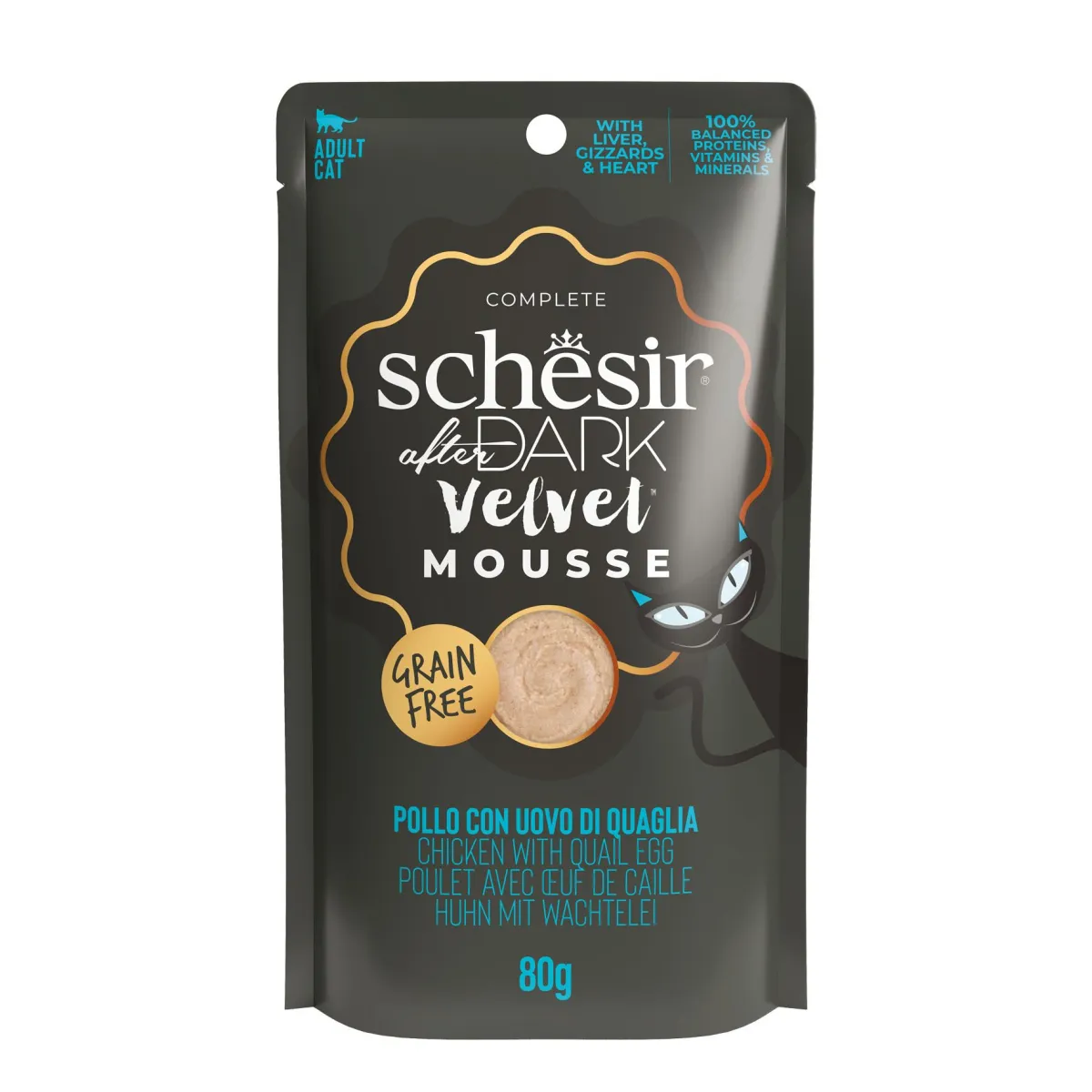 Schesir After Dark Huhn & Wachtelei Katzenfutter 12x80 g