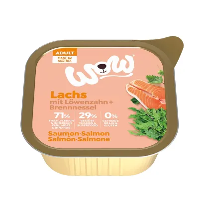 WOW Adult Lachs Nassfutter 150 g Schale Hund