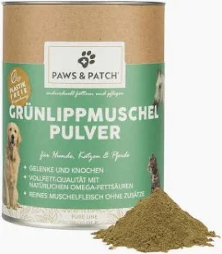 Paws & Patch Grünlippmuschel Pulver – 150 g Ergänzungsfutter für Hunde, Katzen & Pferde