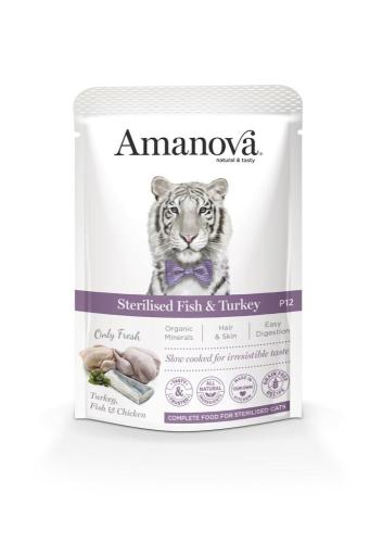 Amanova Sterilised Cat Fisch & Truthahn Pouch 12 x 85g