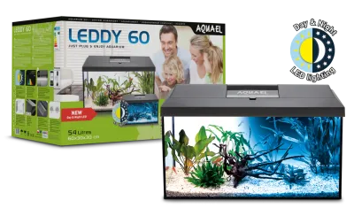Aquael Aquarium Set Leddy 60 Schwarz D&N 2.0 LED 54 l
