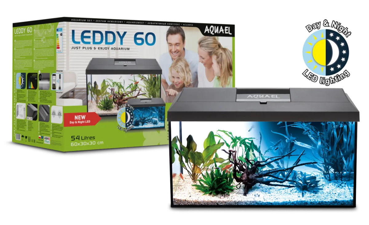 Aquael Aquarium Set Leddy 60 Schwarz D&N 2.0 LED 54 l
