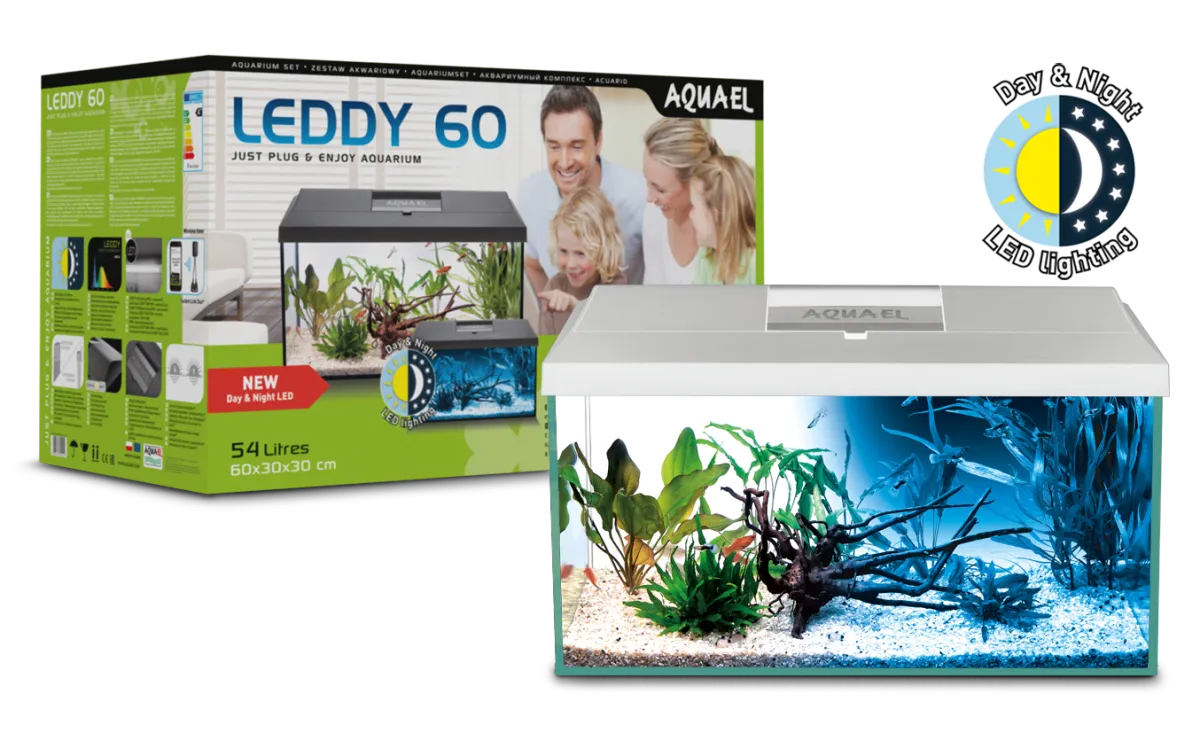 Aquael Aquarium Set Leddy 60 Weiss D&N 2.0 LED 54 l