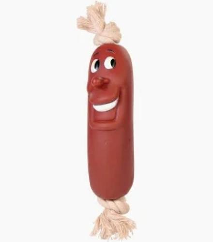 nobby-vinyl-wurstchen-am-seil-18-cm-hundespielzeug-113683