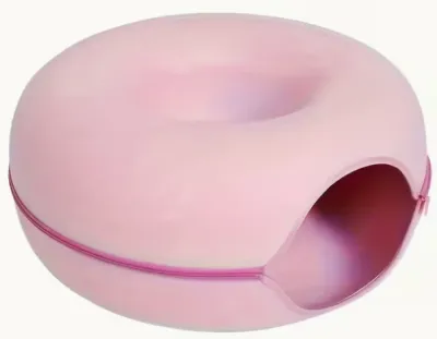 Extra-Großes Kratzfestes Donut-Katzenhöhlenbett - Waschbarer Polyester-Tunnel für Mehrere & Große Hauskatzen