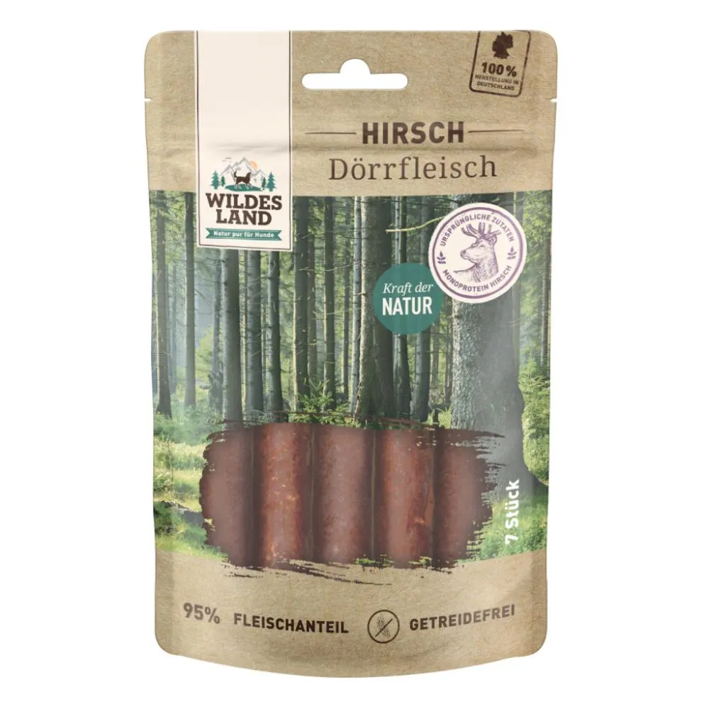 Wildes Land Can Snack Hirsch Dörrfleisch 7 Stk. – Natürlicher Kausnack mit Hirsch