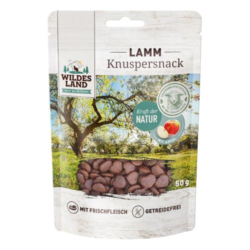 wildes-land-knuspersnack-lamm-mit-apfel-50-g-knuspriger-katzensnack-mit-frischem-lamm-8655