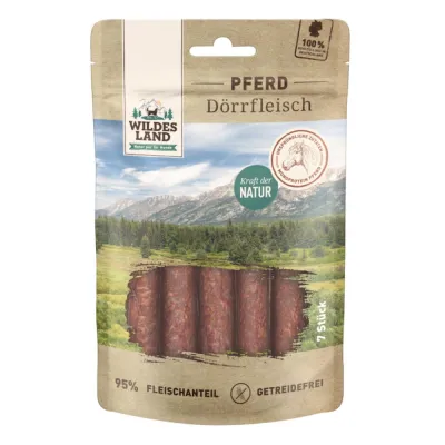Wildes Land Can Snack Pferde Dörrfleisch 7 Stk. – Getreidefreier Kausnack mit Pferd
