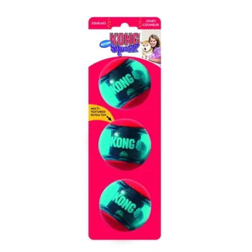 KONG Squeezz Action Red S Hundespielzeug 3er-Set Ø 5,1 cm
