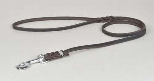 Wolfsong Hunde Schauleine aus geflochtenem Fettleder Braun 15 mm, 300 cm