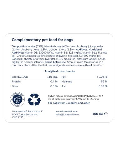Loonawell Berry Bee, Nahrungsergänzungsmittel für Hunde 100ml