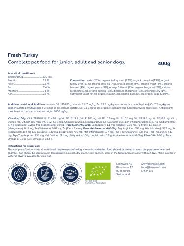 Loonawell Fresh Turkey, Bio-Vollwertfutter