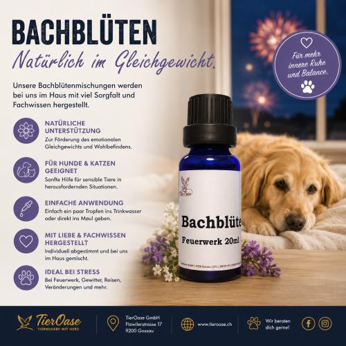 Bachblütenmischung Feuerwerk 20ml TierOase unterstützend bei Geräuschangst