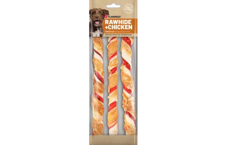 Flamingo R'Hide Stick Mischung mit Huhn 28 cm 280 g Hundesnack