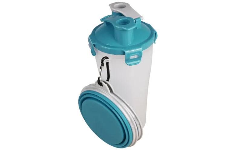 Flamingo Reisebecher Trinka Türkis & Hellgrau 2-in-1 für Hunde