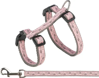 Trixie Katzengeschirr mit Leine 27–45 cm, Grau/Rosa